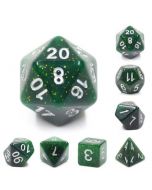 Green glitter dice set