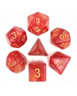 Red (Golden font) pearl dice set