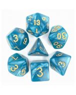 Hellblau (Golden font) pearl dice set