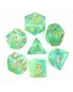 Würfelset Pearl swirl dice (Green /blue)