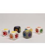 Set color dice with paws and dots