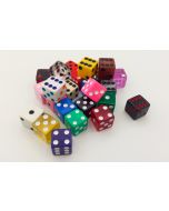 Plastic dice 15 mm (dots/squared)
