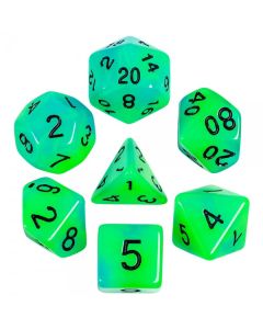 Dice set glow-in-the-dark green