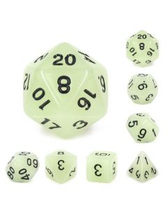 Set glow in the dark dice white