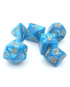 Türkis  (Golden font) pearl dice set