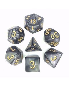 Black (Golden font) pearl dice set