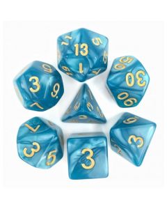light blue (Golden font) pearl dice set