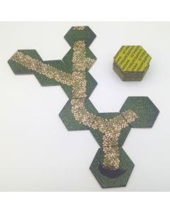 Landschaftsfelder hexagonal mit Wegen