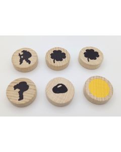 Set 15 Typen á 25 Scheiben 23x7 mm mit Farben / Aufdruck - Auktion, Startpreis 35 EUR