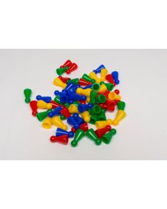 Set plastic pawns in 6 colors