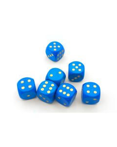 Dice 8mm, golden dots - blue