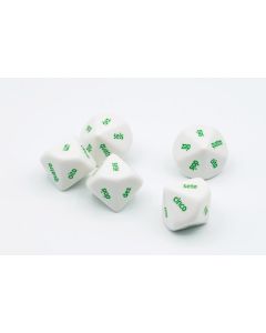 10 sided Portuguese word number dice 1 to 10