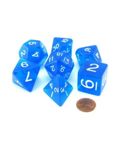 Jumbo polyhedral dice set transparent blue