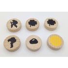Set 15 Typen á 25 Scheiben 23x7 mm mit Farben / Aufdruck - Auktion, Startpreis 35 EUR