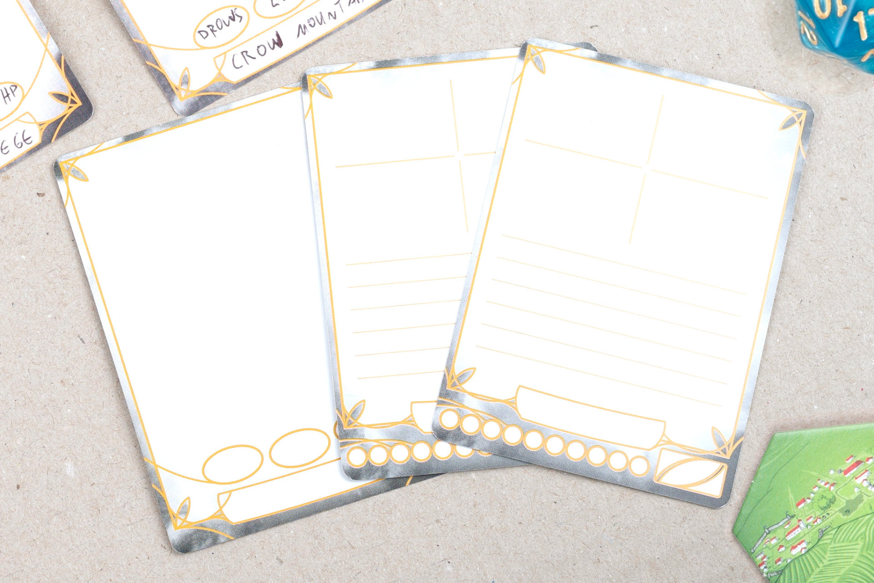 Blank cards for RPG